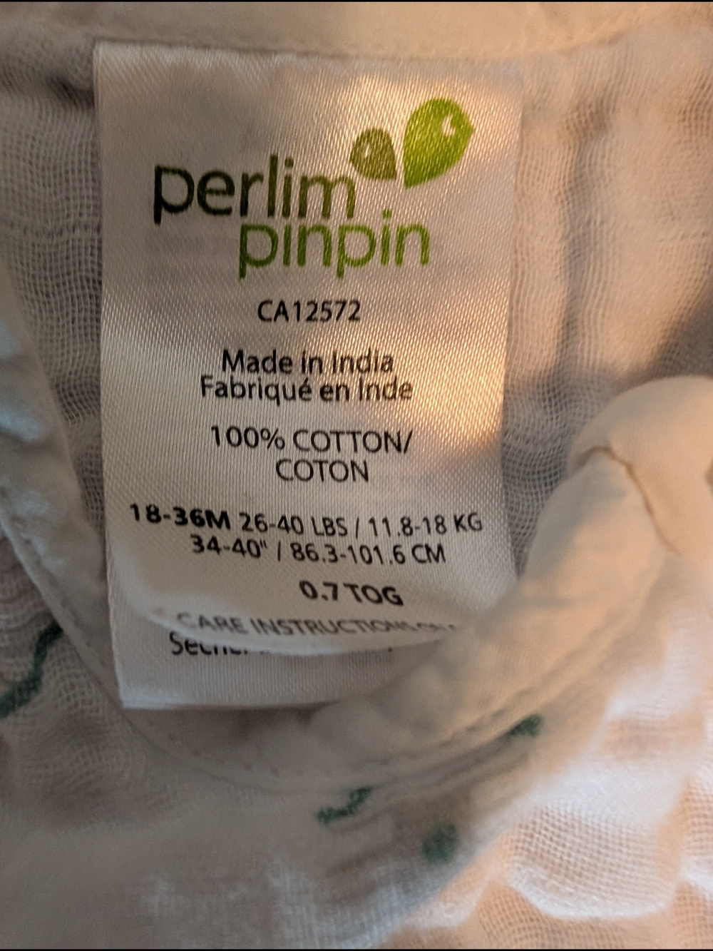 Perlim Pinpin Sleep sac 0.7 - 18-36M